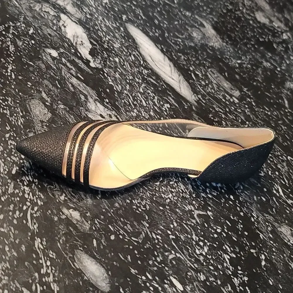 STITCH DETAIL POINTED TOE WOMEN'S D'ORSAY BALLET FLATS SHOE